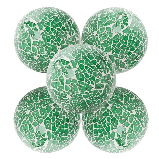 5 Pack Green Decorative Balls for Centerpiece Bowls, 3-Inch Orbs Decorative Balls for Home Décor, Accessories for Living Room